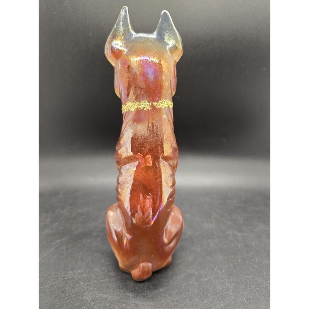 Vintage 7" Ceramic Brown Boxer Dog Figurine Japan Gold Sparkle - Picture 5 of 10
